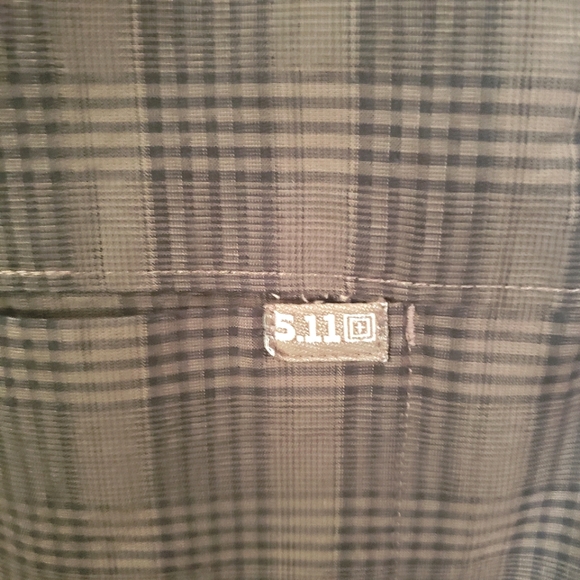 511 Tactical Shirt Mens L  Large Snap Button Green & Black Plaid Long Sleeve - Picture 5 of 11